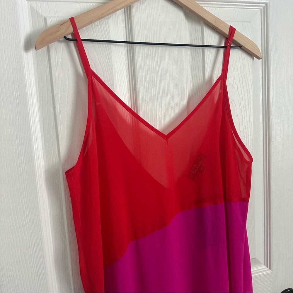 NWT Lulus Resortwear Bright Magenta Sheer Maxi Slip Dress Cover-Up Size Medium - Picture 4 of 15